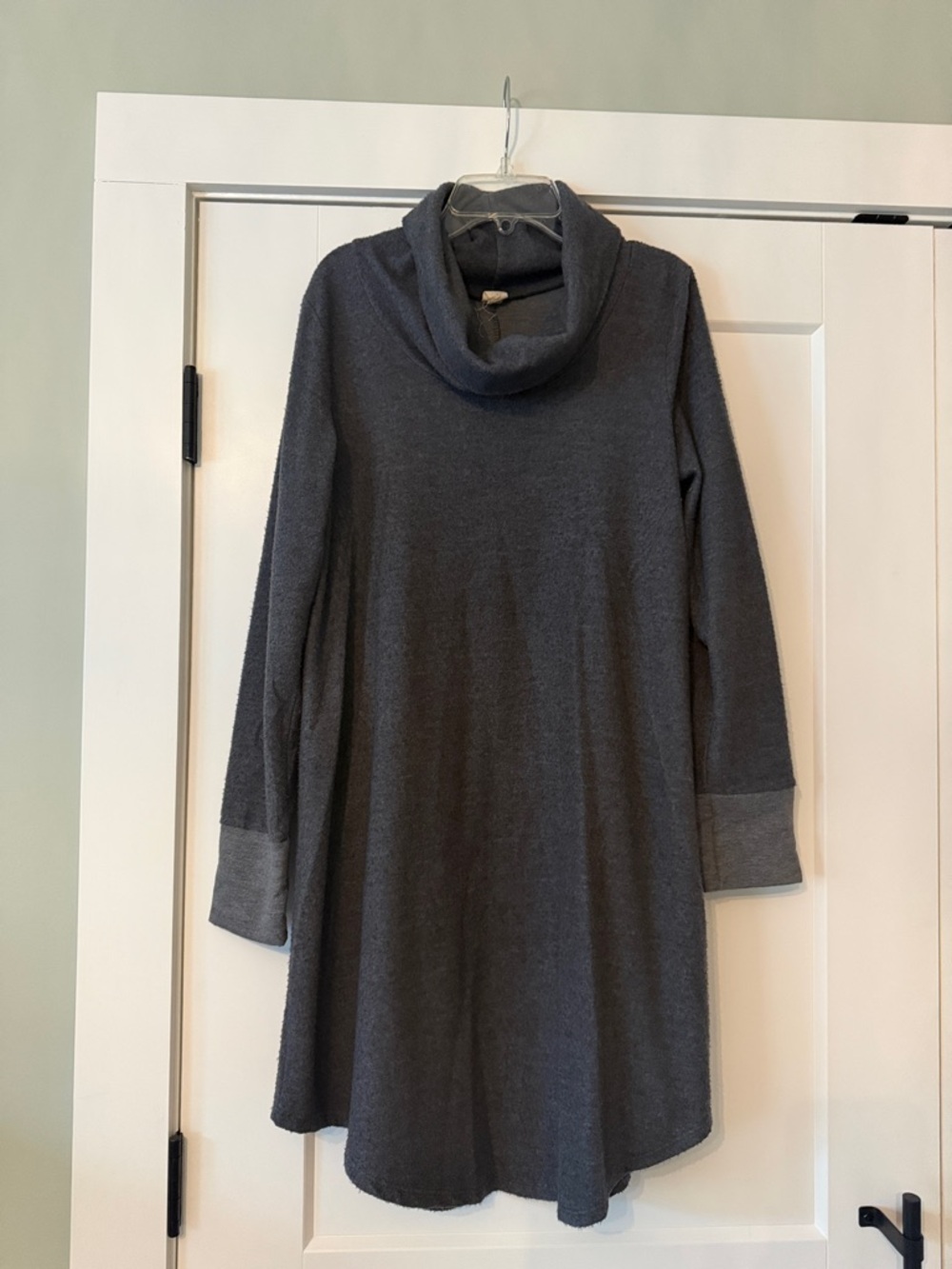 Cozy Charcoal Cowl Neck Sweater Dress